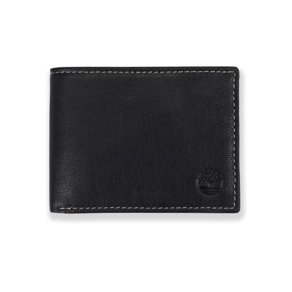 Timberland Men's Genuine Leather Passcase Wallet Black